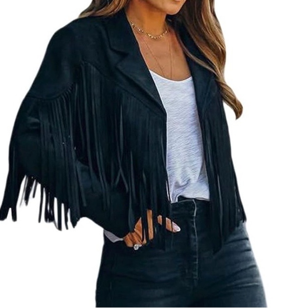 Black Fringe Blazer